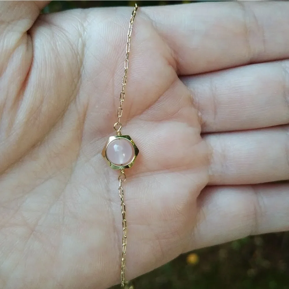 La Meno Hexagon Rose🌹Quartz💎Bracelet